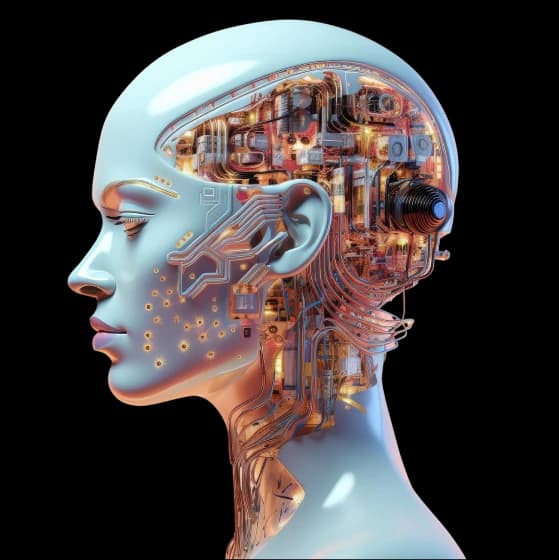 Hero robot avatar  looking at text